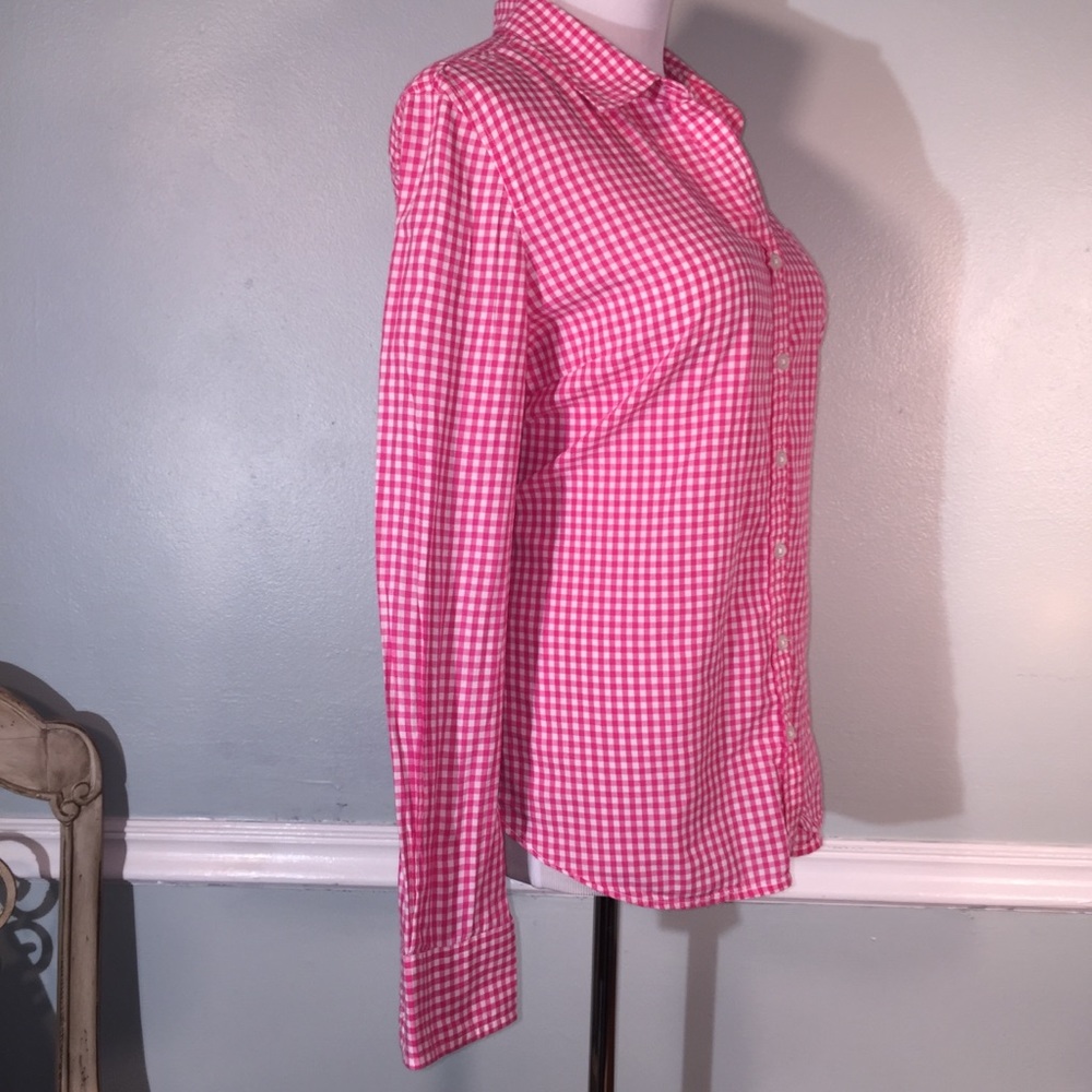 Ellen Tracy Pink Gingham Button Down - image 8
